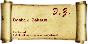 Drabik Zakeus névjegykártya